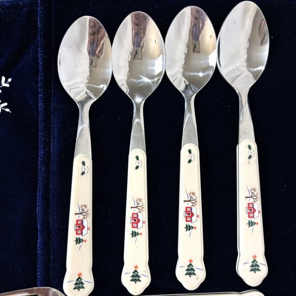 Pfaltzgraff “Snowy Village” 24 Pc Stainless Flatware Set Vintage - Picture 15 of 15